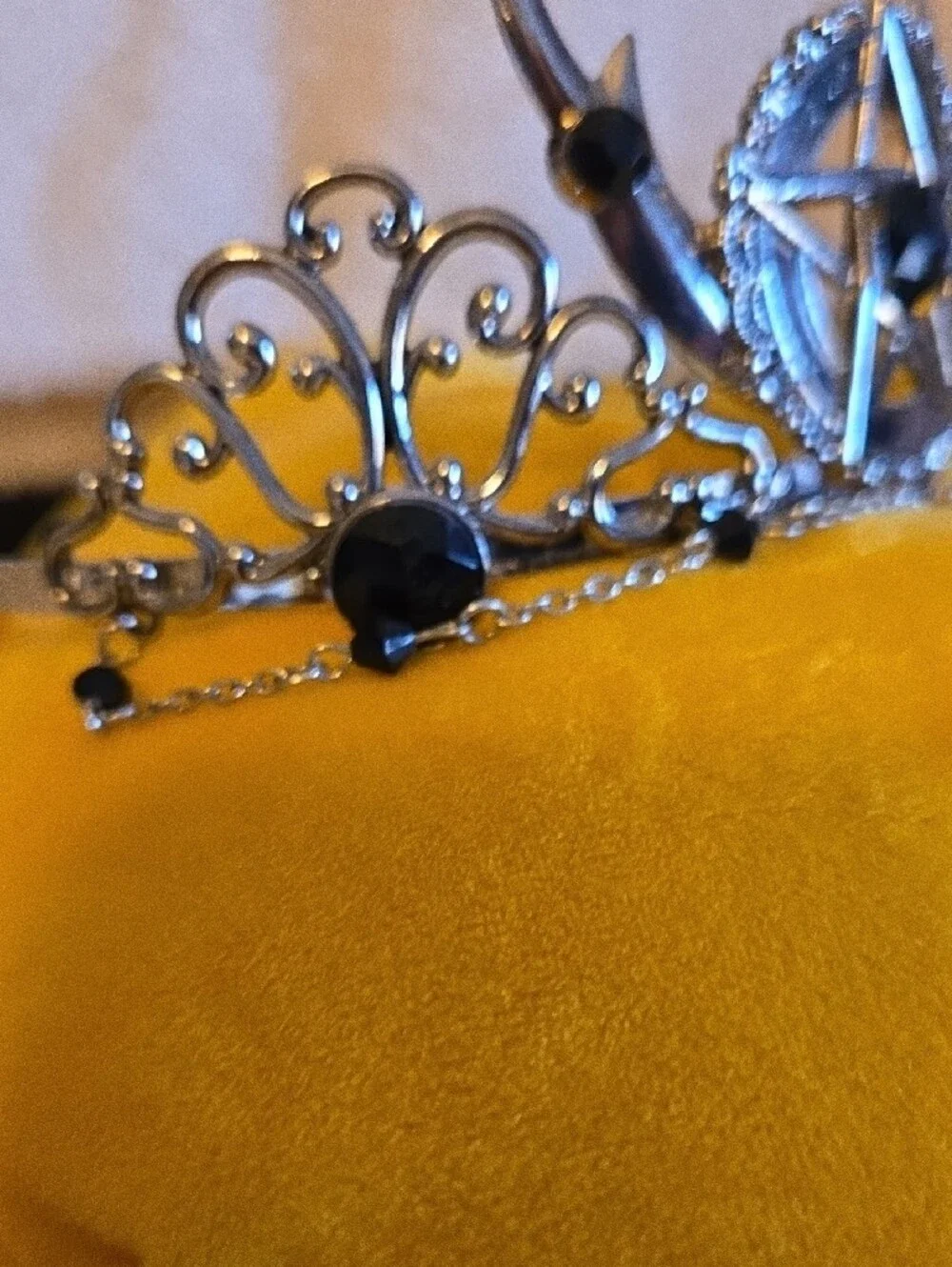 Spirit Silver Tiara with Black Gem Pentagram